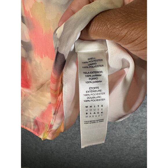 White House‎ Black Market Blouse Women Large Cold Shoulder Water Color Artsy - Picture 4 of 7
